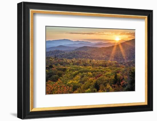 USA, North Carolina, Blue Ridge Parkway. Autumn sunset from Beacon Heights-Ann Collins-Framed Photographic Print