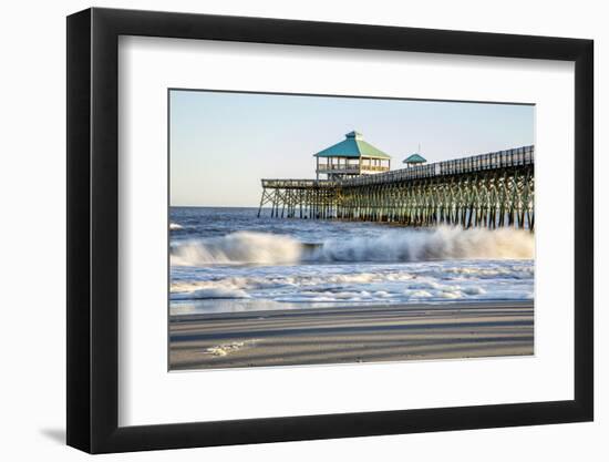 USA, North Carolina. Folly Beach, Surf at the Pier on the Beach-Hollice Looney-Framed Photographic Print