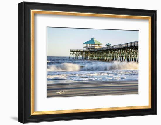 USA, North Carolina. Folly Beach, Surf at the Pier on the Beach-Hollice Looney-Framed Photographic Print