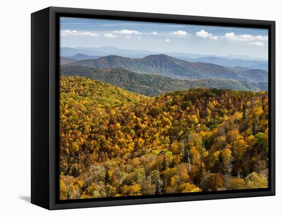 USA, North Carolina, Pisgah National Forest, View from the Blue Ridge Parkway's East Fork Overlook-Ann Collins-Framed Premier Image Canvas