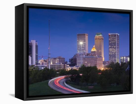 USA, Oklahoma, Tulsa, Skyline from Route 75-Walter Bibikow-Framed Premier Image Canvas