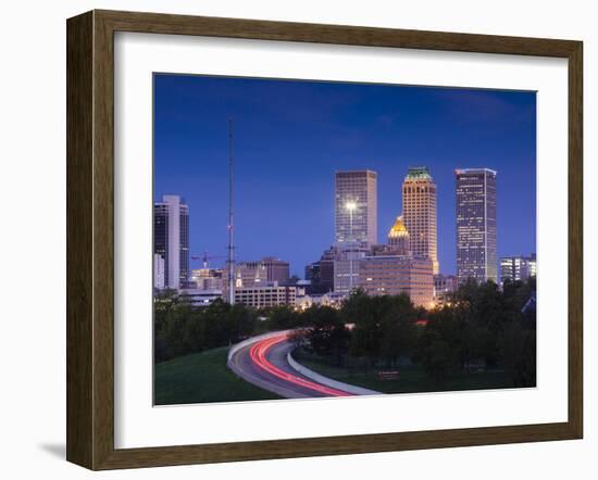 USA, Oklahoma, Tulsa, Skyline from Route 75-Walter Bibikow-Framed Photographic Print