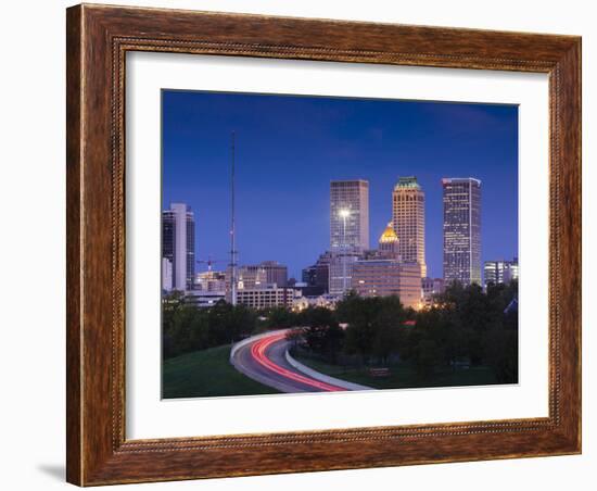 USA, Oklahoma, Tulsa, Skyline from Route 75-Walter Bibikow-Framed Photographic Print