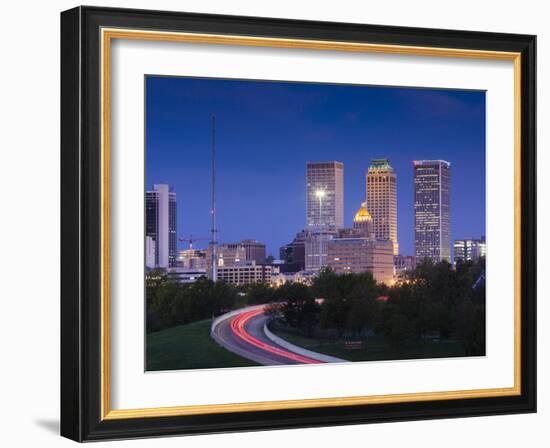 USA, Oklahoma, Tulsa, Skyline from Route 75-Walter Bibikow-Framed Photographic Print