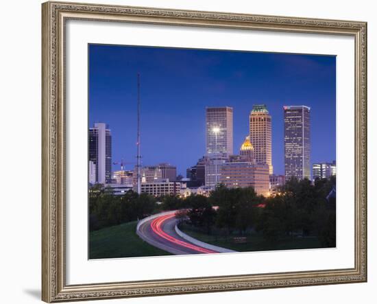 USA, Oklahoma, Tulsa, Skyline from Route 75-Walter Bibikow-Framed Photographic Print