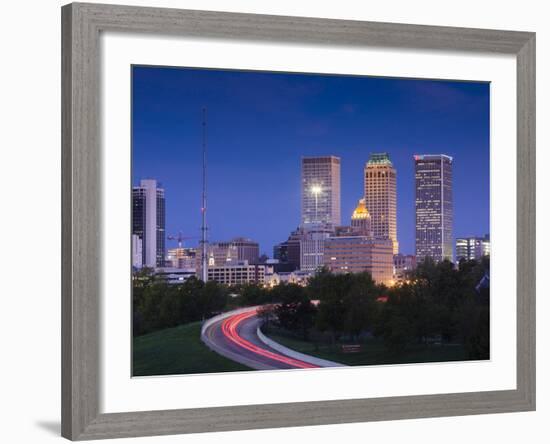 USA, Oklahoma, Tulsa, Skyline from Route 75-Walter Bibikow-Framed Photographic Print