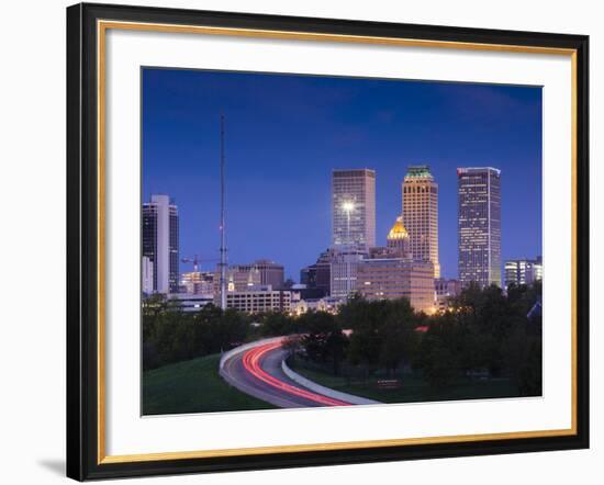 USA, Oklahoma, Tulsa, Skyline from Route 75-Walter Bibikow-Framed Photographic Print