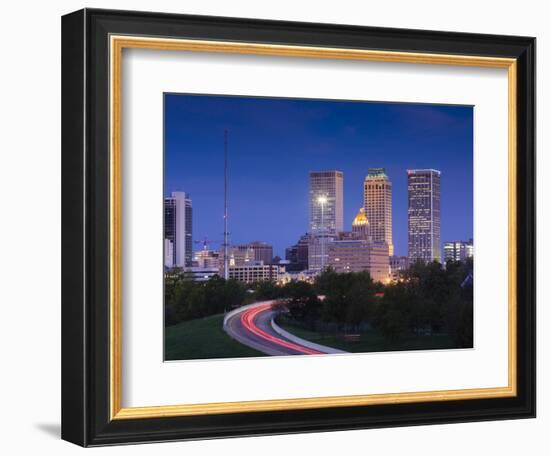 USA, Oklahoma, Tulsa, Skyline from Route 75-Walter Bibikow-Framed Photographic Print