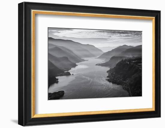 USA, Oregon, Aerial Landscape Looking West Down the Columbia Gorge-Rick A Brown-Framed Photographic Print