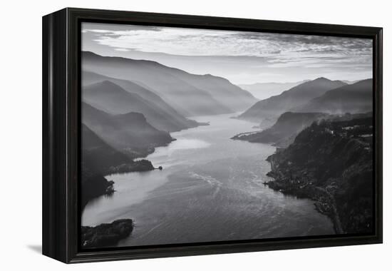 USA, Oregon, Aerial Landscape Looking West Down the Columbia Gorge-Rick A Brown-Framed Premier Image Canvas