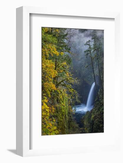 USA, Oregon. Autumn Fall Color and Mist at Metlako Falls on Eagle Creek in the Columbia Gorge-Gary Luhm-Framed Photographic Print