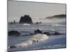Usa, Oregon, Bandon. Bullards Beach State Park, sea stacks and waves.-Merrill Images-Mounted Photographic Print
