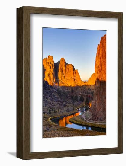 USA, Oregon, Bend. Smith Rock State Park, rock and reflections-Hollice Looney-Framed Photographic Print