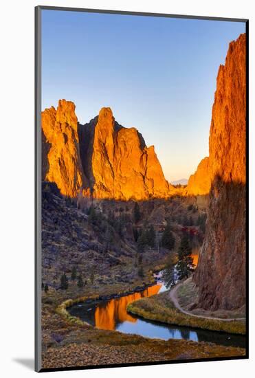 USA, Oregon, Bend. Smith Rock State Park, rock and reflections-Hollice Looney-Mounted Photographic Print