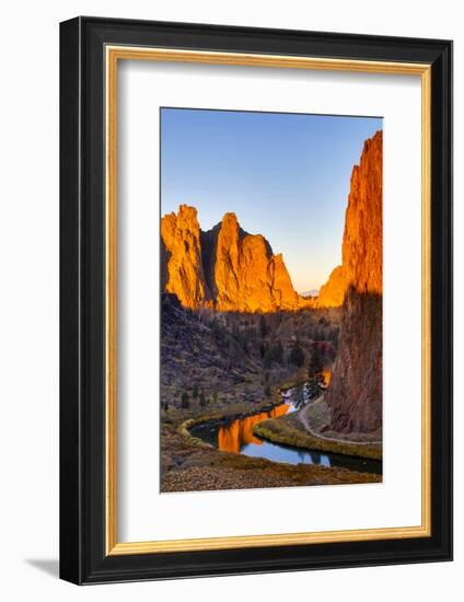 USA, Oregon, Bend. Smith Rock State Park, rock and reflections-Hollice Looney-Framed Photographic Print