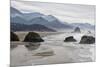 USA Oregon, Cannon Beach. Fog Rises over Coastline at Low Tide-Jean Carter-Mounted Photographic Print