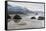 USA Oregon, Cannon Beach. Fog Rises over Coastline at Low Tide-Jean Carter-Framed Premier Image Canvas