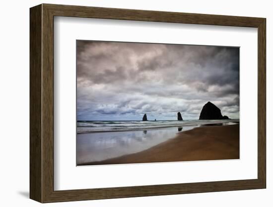 USA, Oregon, Cannon Beach. Haystack Rock at Low Tide-Jean Carter-Framed Photographic Print