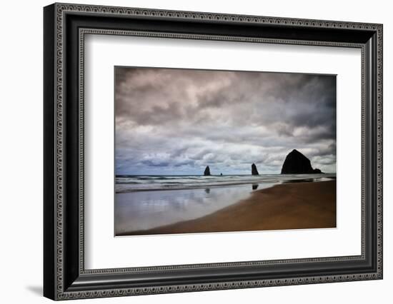 USA, Oregon, Cannon Beach. Haystack Rock at Low Tide-Jean Carter-Framed Photographic Print