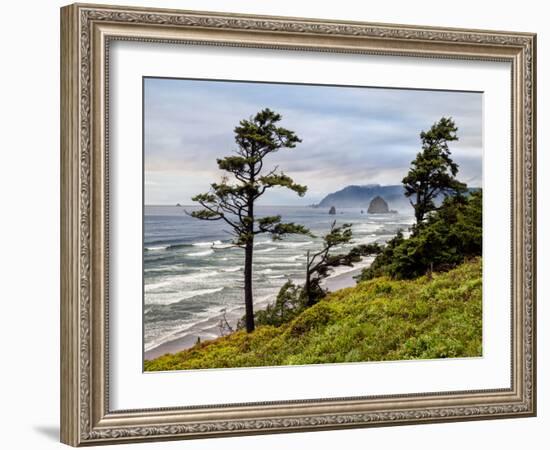 USA, Oregon, Cannon Beach, View of Haystack Rock-Ann Collins-Framed Photographic Print