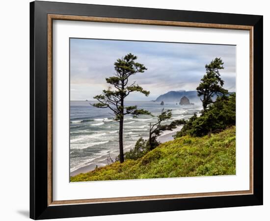 USA, Oregon, Cannon Beach, View of Haystack Rock-Ann Collins-Framed Photographic Print