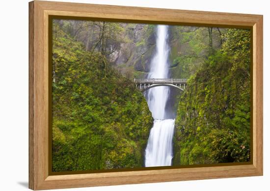 USA, Oregon, Columbia Gorge, Multnomah Falls Cascades from High Above-Terry Eggers-Framed Premier Image Canvas