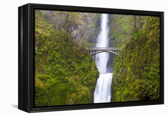 USA, Oregon, Columbia Gorge, Multnomah Falls Cascades from High Above-Terry Eggers-Framed Premier Image Canvas