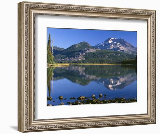 USA, Oregon, Deschutes National Forest. South Sister reflecting in Sparks Lake in early morning.-John Barger-Framed Photographic Print
