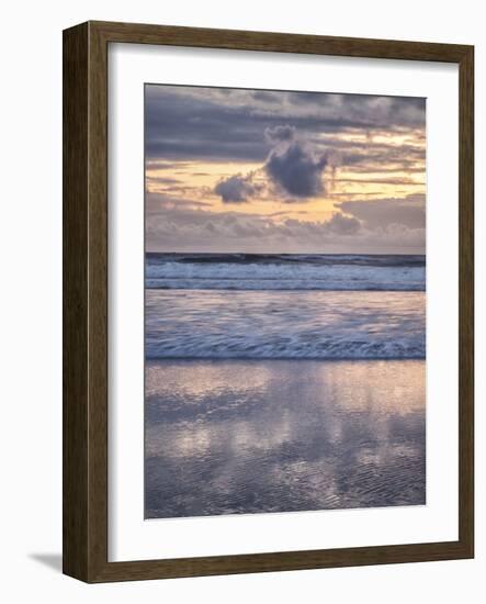 USA, Oregon, Florence. Sunset reflections at North Jetty Beach-Ann Collins-Framed Photographic Print