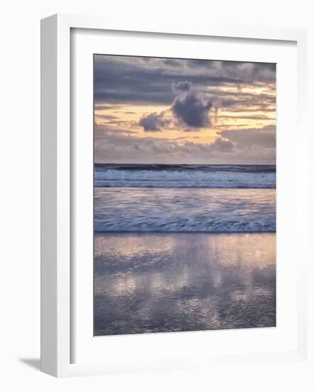 USA, Oregon, Florence. Sunset reflections at North Jetty Beach-Ann Collins-Framed Photographic Print