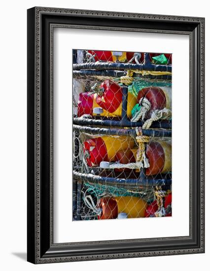 USA, Oregon, Garibaldi. Stacked Crab Pots on Dock-Jean Carter-Framed Photographic Print