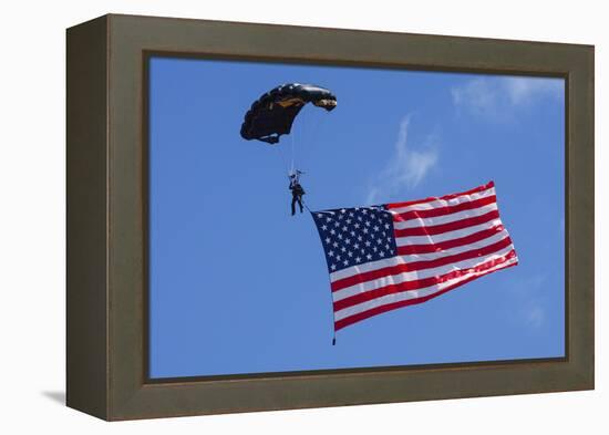 USA, Oregon, Hillsboro, Skydiver with is parachute deployed-Rick A Brown-Framed Premier Image Canvas