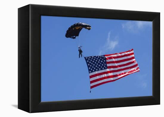 USA, Oregon, Hillsboro, Skydiver with is parachute deployed-Rick A Brown-Framed Premier Image Canvas