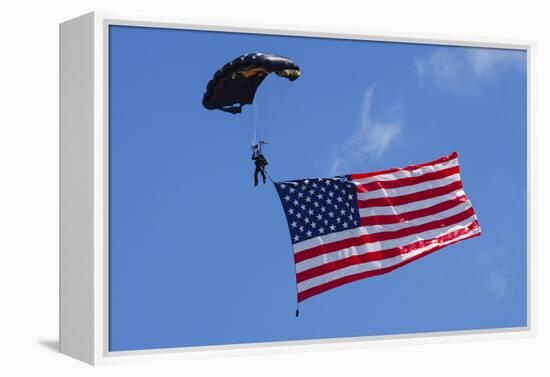 USA, Oregon, Hillsboro, Skydiver with is parachute deployed-Rick A Brown-Framed Premier Image Canvas