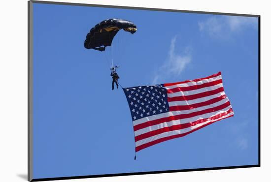 USA, Oregon, Hillsboro, Skydiver with is parachute deployed-Rick A Brown-Mounted Photographic Print