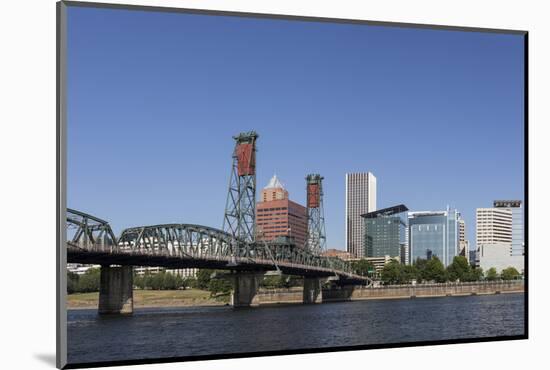 USA, Oregon, Portland. Downtown and the Hawthorne Bridge-Brent Bergherm-Mounted Photographic Print