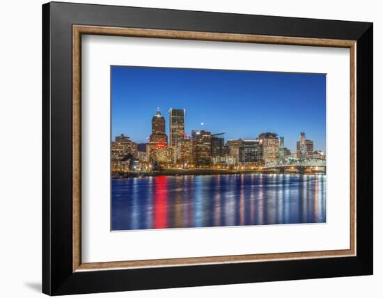 USA, Oregon, Portland, Downtown Skyline at Twilight-Rob Tilley-Framed Photographic Print