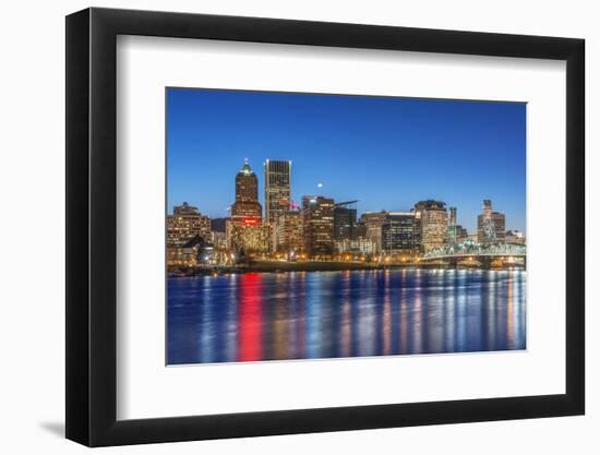 USA, Oregon, Portland, Downtown Skyline at Twilight-Rob Tilley-Framed Photographic Print