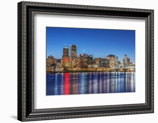 USA, Oregon, Portland, Downtown Skyline at Twilight-Rob Tilley-Framed Photographic Print