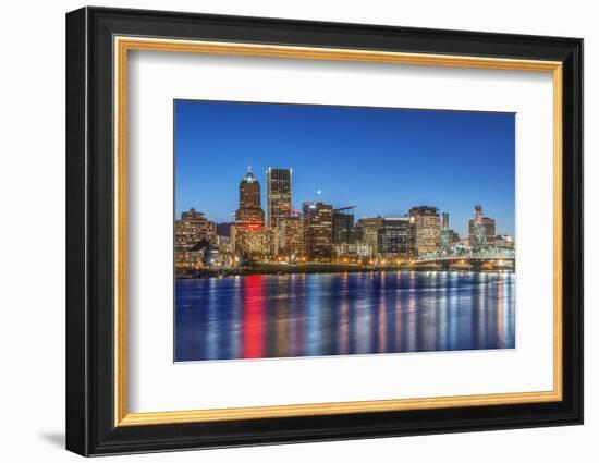 USA, Oregon, Portland, Downtown Skyline at Twilight-Rob Tilley-Framed Photographic Print