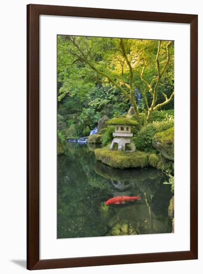 USA, Oregon, Portland. Koi pond in a garden.-Jaynes Gallery-Framed Premium Photographic Print