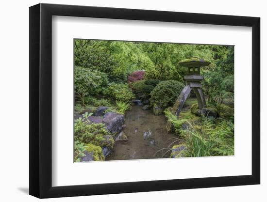 USA, Oregon, Portland, Lantern in a garden.-Rob Tilley-Framed Photographic Print