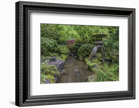 USA, Oregon, Portland, Lantern in a garden.-Rob Tilley-Framed Photographic Print