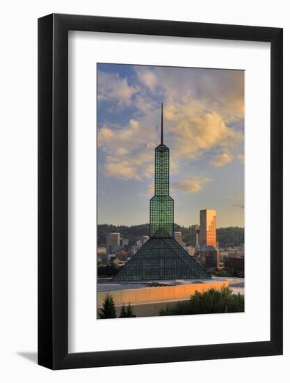 USA, Oregon, Portland. Oregon Convention Center north tower and downtown at sunset.-Jaynes Gallery-Framed Photographic Print
