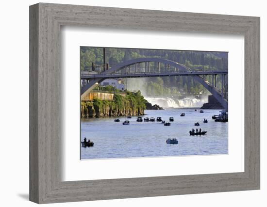 USA, Oregon, Portland. Salmon fishing on Willamette River.-Jaynes Gallery-Framed Photographic Print