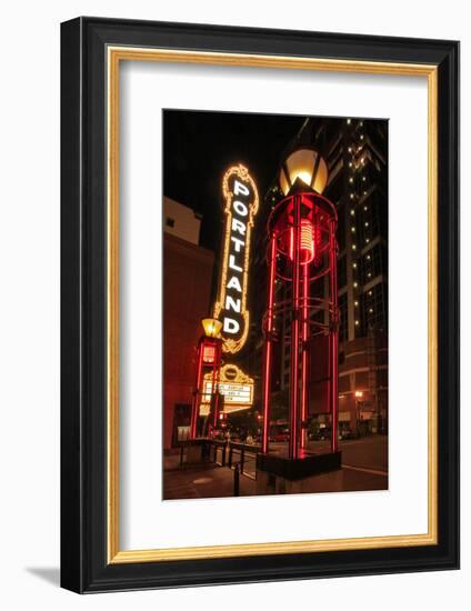 USA, Oregon, Portland. Sign outside Arlene Schnitzer Hall.-Jaynes Gallery-Framed Photographic Print