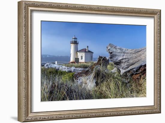 USA, Oregon. Scenic of Umpqua River Lighthouse.-Jaynes Gallery-Framed Photographic Print