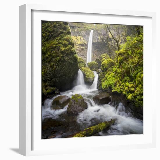 USA, Oregon. Spring view of McCord Creek flowing below Elowah Falls in the Columbia River Gorge.-Gary Luhm-Framed Photographic Print