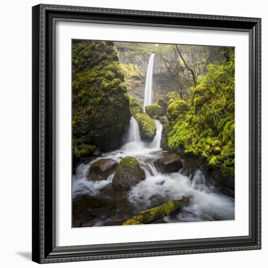 USA, Oregon. Spring view of McCord Creek flowing below Elowah Falls in the Columbia River Gorge.-Gary Luhm-Framed Photographic Print