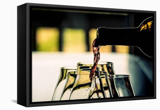USA, Oregon, Willamette Valley Dramatic pour of pinot noir in an Oregon winery.-Richard Duval-Framed Premier Image Canvas